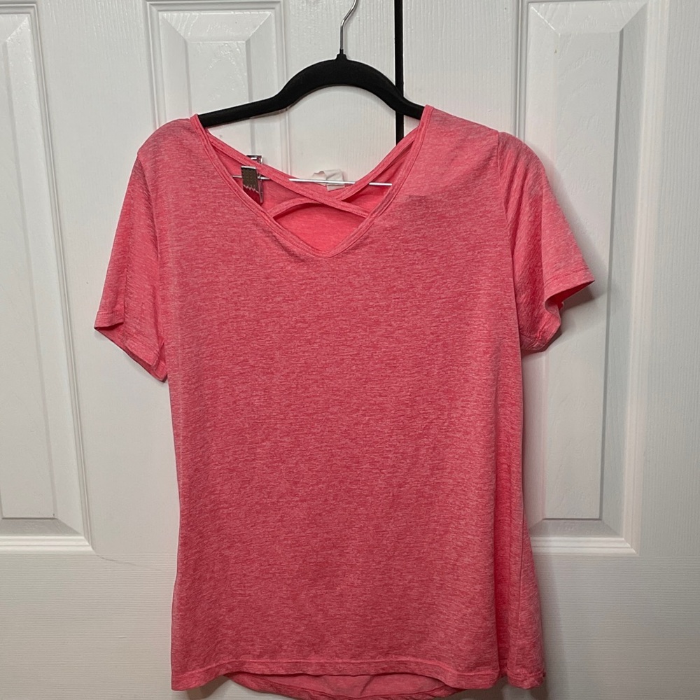LOGO by Lori Goldstein Coral Short Sleeve Activewear Top